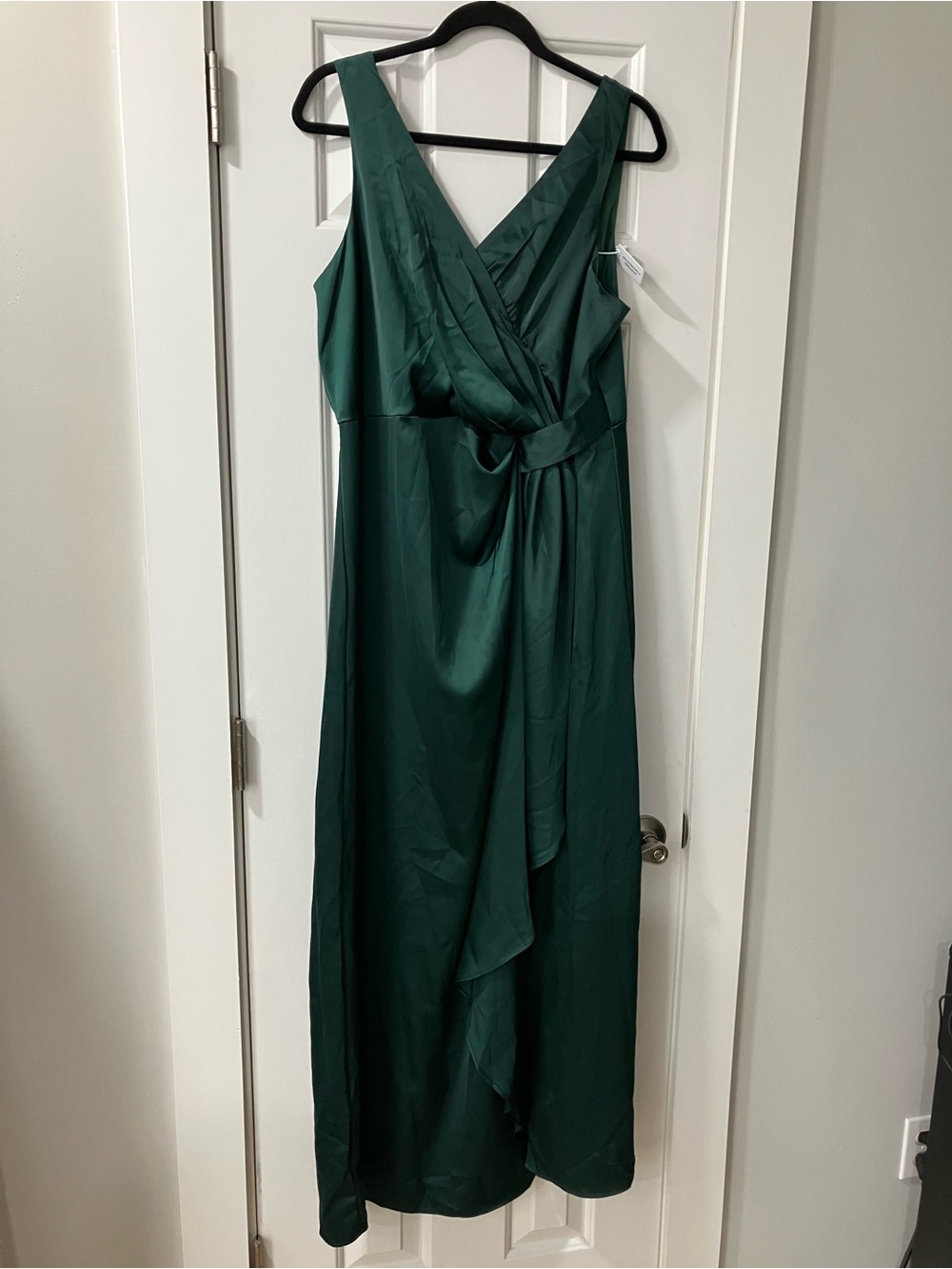 SHEIN Belle Emerald Green Sleeveless Wrap Maxi Dress with Waist Tie
